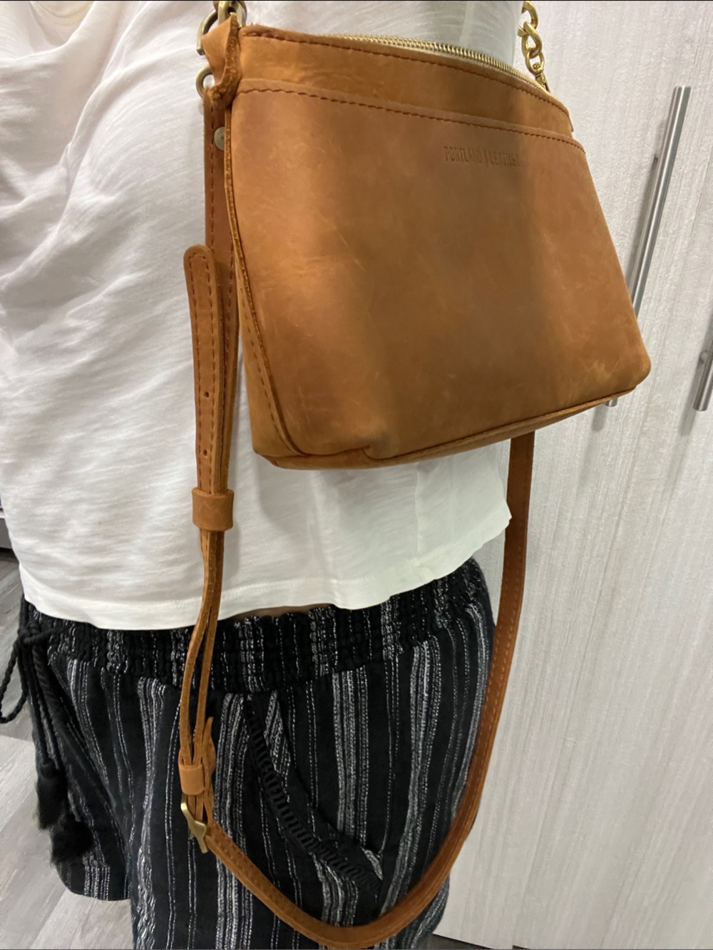 Portland Leather Poppy Women’s Leather Crossbody- Honey - Picture 11 of 15